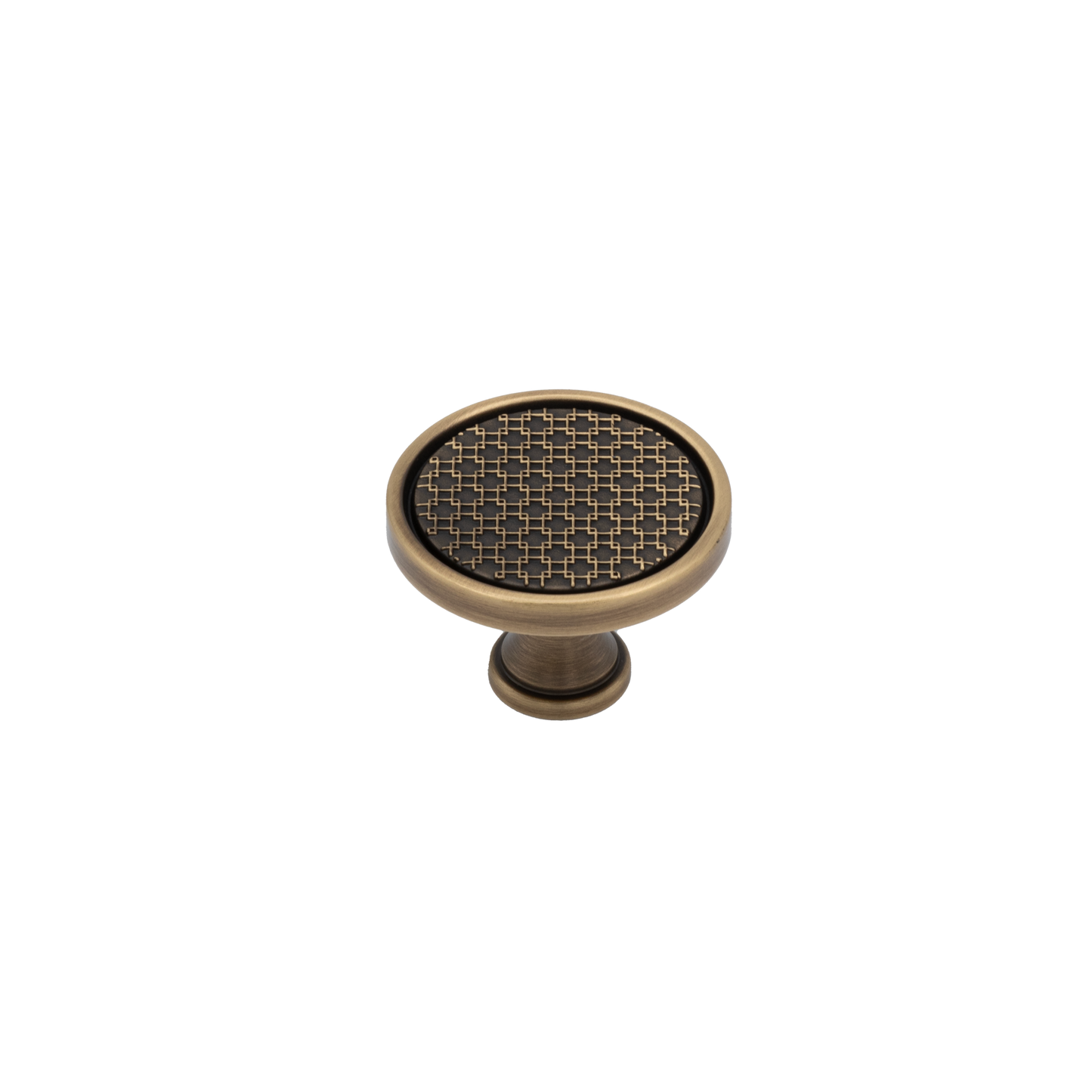 Langford 38mm Solid Brass Knob with Decorative Inlay - Antique Brass Finish