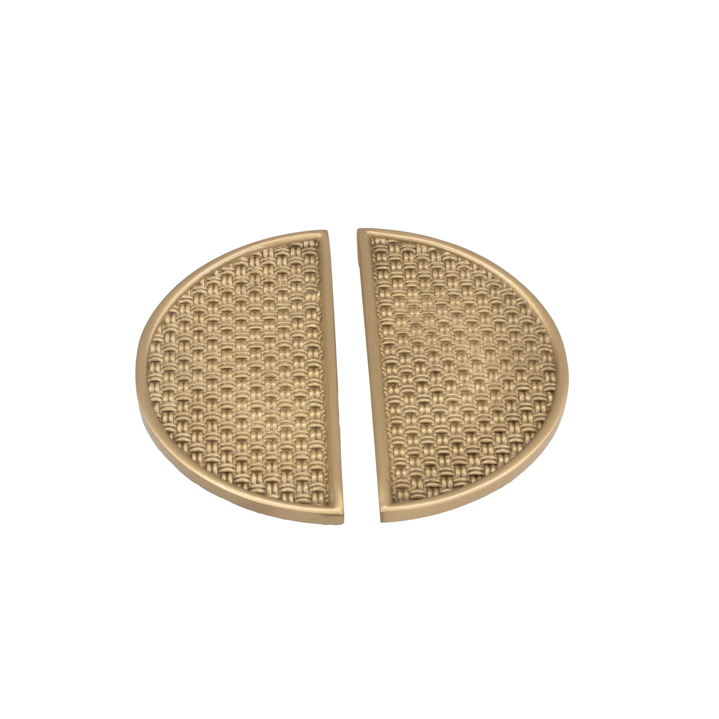 Zella 80mm Brass Half Circle Handle with Textured Face (Pairs to 160mm Circle) - Brushed Brass Finish