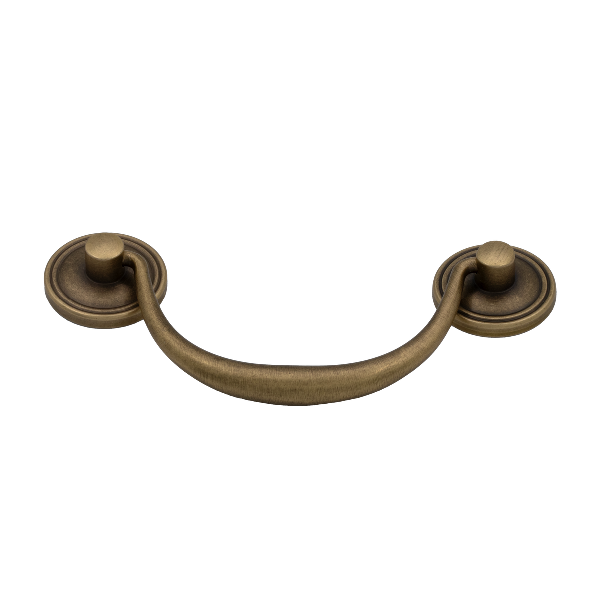 Ashmere 124mm Solid Brass Pivoting Bail Pull Handle - Antique Brass Fi
