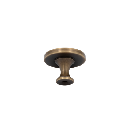 Langford 38mm Solid Brass Knob with Decorative Inlay - Antique Brass Finish