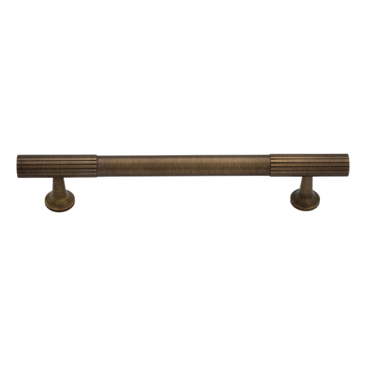Thorndon 128mm Solid Brass Grooved Pull Handle - Antique Brass Finish