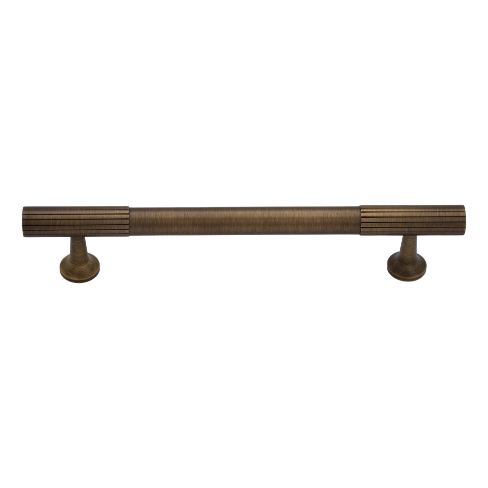 Thorndon 128mm Solid Brass Grooved Pull Handle - Antique Brass Finish