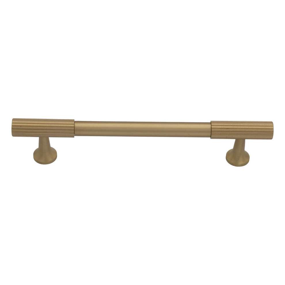 Thorndon 128mm Solid Brass Grooved Pull Handle - Brushed Brass Finish