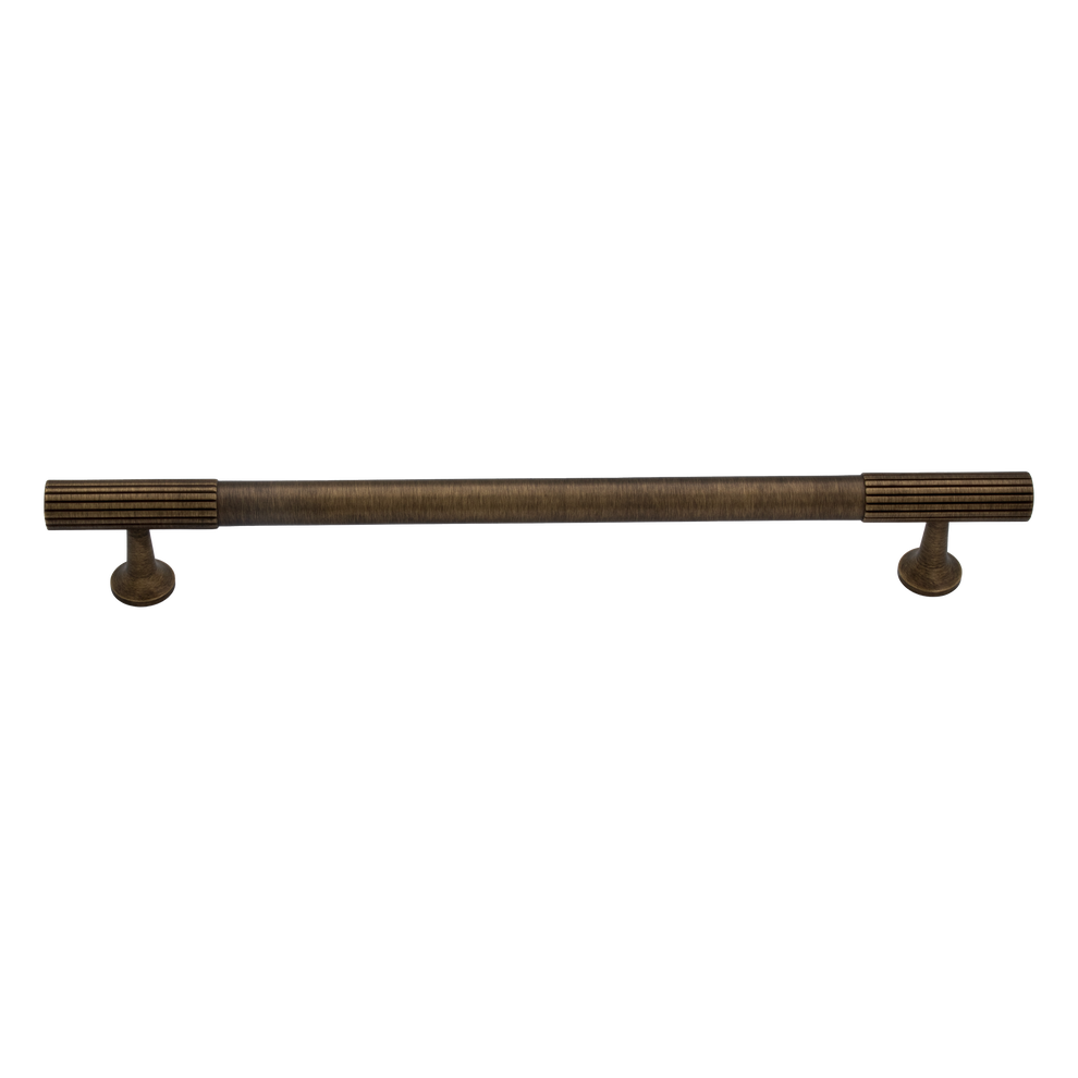 Thorndon 192mm Solid Brass Grooved Pull Handle - Antique Brass Finish